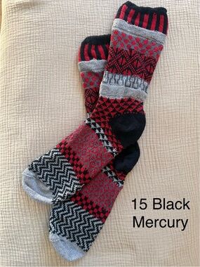 Mercury Patterned Crew Socks - Black & Red